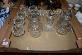 GLASS WARES AND TWO CUT GLASS DECANTERS