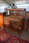 18th century and later oak sideboard^ plain pediment supported by tulip baluster columns over a