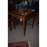 Edwardian mahogany inlaid |envelope| fold-top card table with single frieze drawer raised on