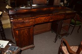 19th century mahogany twin pedestal sideboard with arched pediment^ 178cm wide