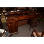 19th century mahogany twin pedestal sideboard with arched pediment^ 178cm wide