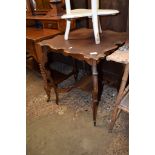 EDWARDIAN MAHOGANY TWO-TIER OCCASIONAL TABLE WITH PIE-CRUST EDGE, 59CM WIDE