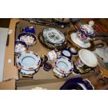 GROUP OF CERAMIC ITEMS INCLUDING CROWN DERBY CUP AND SAUCER, OTHER CUPS AND SAUCERS, CONTINENTAL