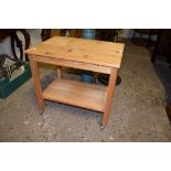 PINE TWO-TIER TEA TROLLEY, 71CM WIDE