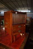 18th century mahogany night cupboard with tambour front over dummy drawer pot stand^ 49cm wide