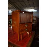 18th century mahogany night cupboard with tambour front over dummy drawer pot stand^ 49cm wide