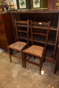 PAIR OF EDWARDIAN CANE SEATED BEDROOM CHAIRS