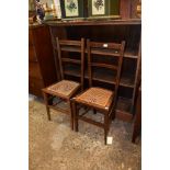 PAIR OF EDWARDIAN CANE SEATED BEDROOM CHAIRS