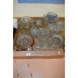 CUT GLASS WARES INCLUDING THREE CAKE STANDS AND OTHER ITEMS