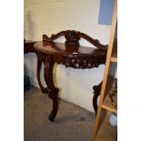 REPRODUCTION MAHOGANY DEMI-LUNE TABLE, 88CM WIDE