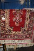 MODERN RED GROUND CAUCASIAN RUG, 66CM WIDE