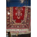 MODERN RED GROUND CAUCASIAN RUG, 66CM WIDE