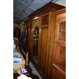 VICTORIAN MAHOGANY LARGE MIRROR DOOR WARDROBE, 194CM WIDE