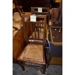PAIR OF CANE SEATED BEDROOM CHAIRS