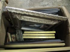 BOX CONTAINING QUANTITY OF PICTURES IN GILT FRAMES