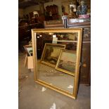 MODERN GILT FRAMED WALL MIRROR, 66CM WIDE