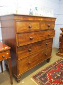 Victorian mahogany chest of two short and three full width drawers on baluster feet^ 117cm wide