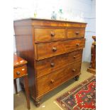 Victorian mahogany chest of two short and three full width drawers on baluster feet^ 117cm wide