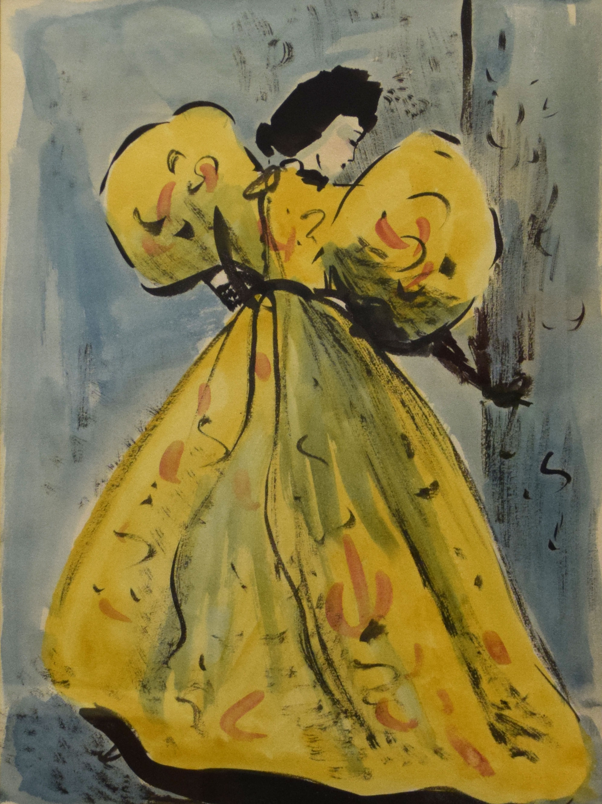 •AR Elinor Bellingham Smith (1906-1988), "The Yellow Dress", watercolour, 35 x 24cm. Provenance: