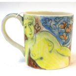 •AR Tessa Newcomb (born 1955), hand painted mug with reclining nude, Provenance: From the Judy Hines