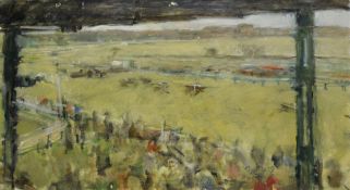 •AR Dick Lee (1923-2001), Fakenham races, oil on canvas, indistinctly signed lower right, 40 x 60cm