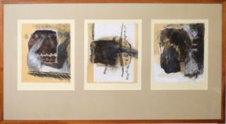 Florence Nicole Preleur-Poulain (20th century), Abstract triptych, three mixed medias in one