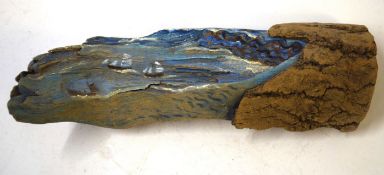 Hilary Noyes (20th century), hand painted driftwood sculptures, decorated with ships and a