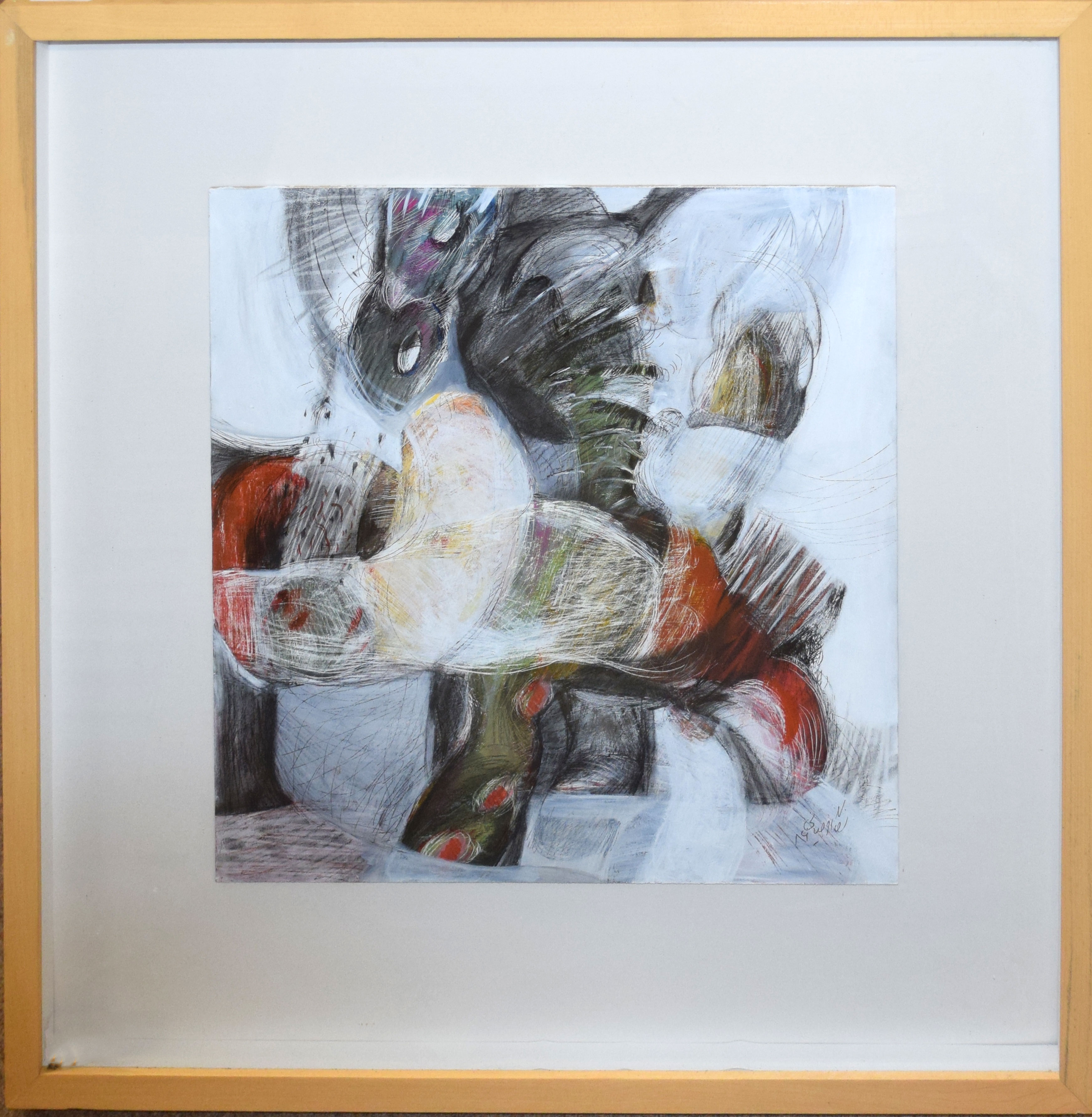 •AR Negar Faragiani (born 1977), Abstract composition, mixed media, signed lower right, 40 x 40cm