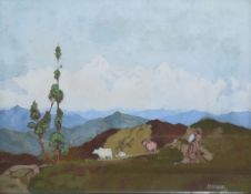 •AR James Campbell Howard (1906-1988), Mountain landscapes, pair of oils on board, signed and