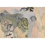 AR Gwyneth Johnstone (1915-2010), Figures in a landscape, watercolour and gouache, 23 x 31cm,