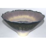 Peter Lane (born 1932), Studio pottery bowl, purple and lilac colours, incised signature to base,