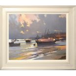 •AR Gordon Hereward Hales, RSMA, FRSA, "Low Water, Battersea", oil on board, signed and indistinctly