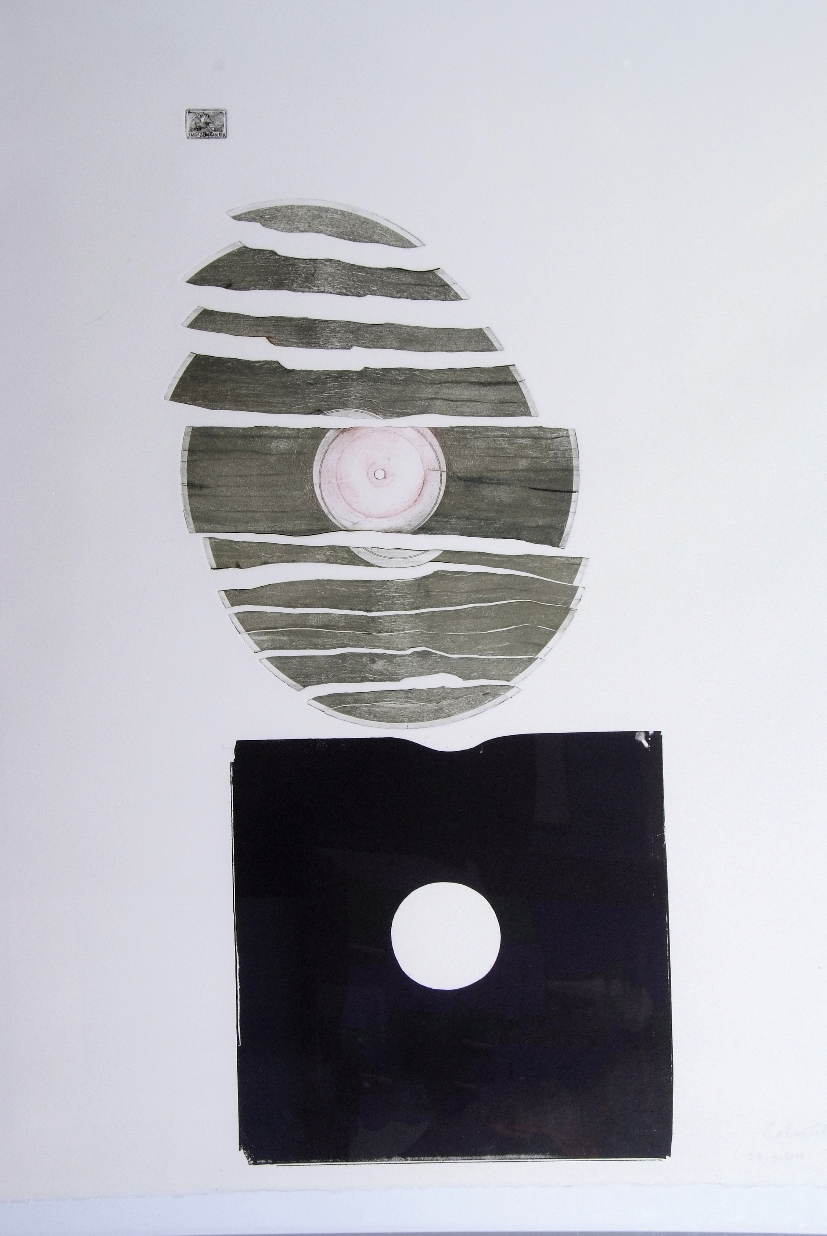 •AR Colin Self (born 1941), "Wax 78RPM" (from The Odyssey Series), mixed media, signed, dated 27 9 - Image 2 of 2