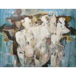 Modern School (20th century), Abstract composition, oil on board, bearing inscription verso "