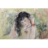 •AR Elinor Bellingham Smith (1906-1988), Girl with dark hair, watercolour, 24 x 36cm