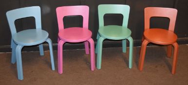 Alvar Aalto 65 for Finmar Ltd set of four painted chairs with Finmar ivorine plaques, 60cm high (4)