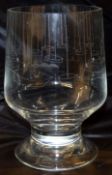 Roger Phillippo (20th century), large glass engraved with sailing boats, 15cm high x 9cm diam