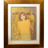 •AR Carlo Saccardi (1921-1997), Woman in yellow dress, oil on canvas, signed lower left, 39 x 29cm