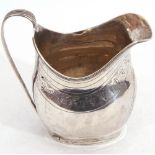 George III silver cream jug, the body with a vacant cartouche, an encircling band of foliate