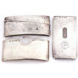 Mixed Lot: Needhams Patent Mechanical silver calling card case of rectangular form with sliding