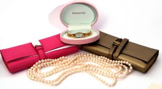 Mixed Lot: modern ladies Accurist dress watch, two boxed Smith & Canova flap over leather purses,