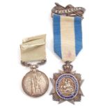 Two Victorian silver Indian Army temperance medals, the first with obverse depicting two figures