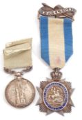 Two Victorian silver Indian Army temperance medals, the first with obverse depicting two figures