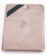 George V cigarette case of rectangular form with full length hinge, engine turned back and front,