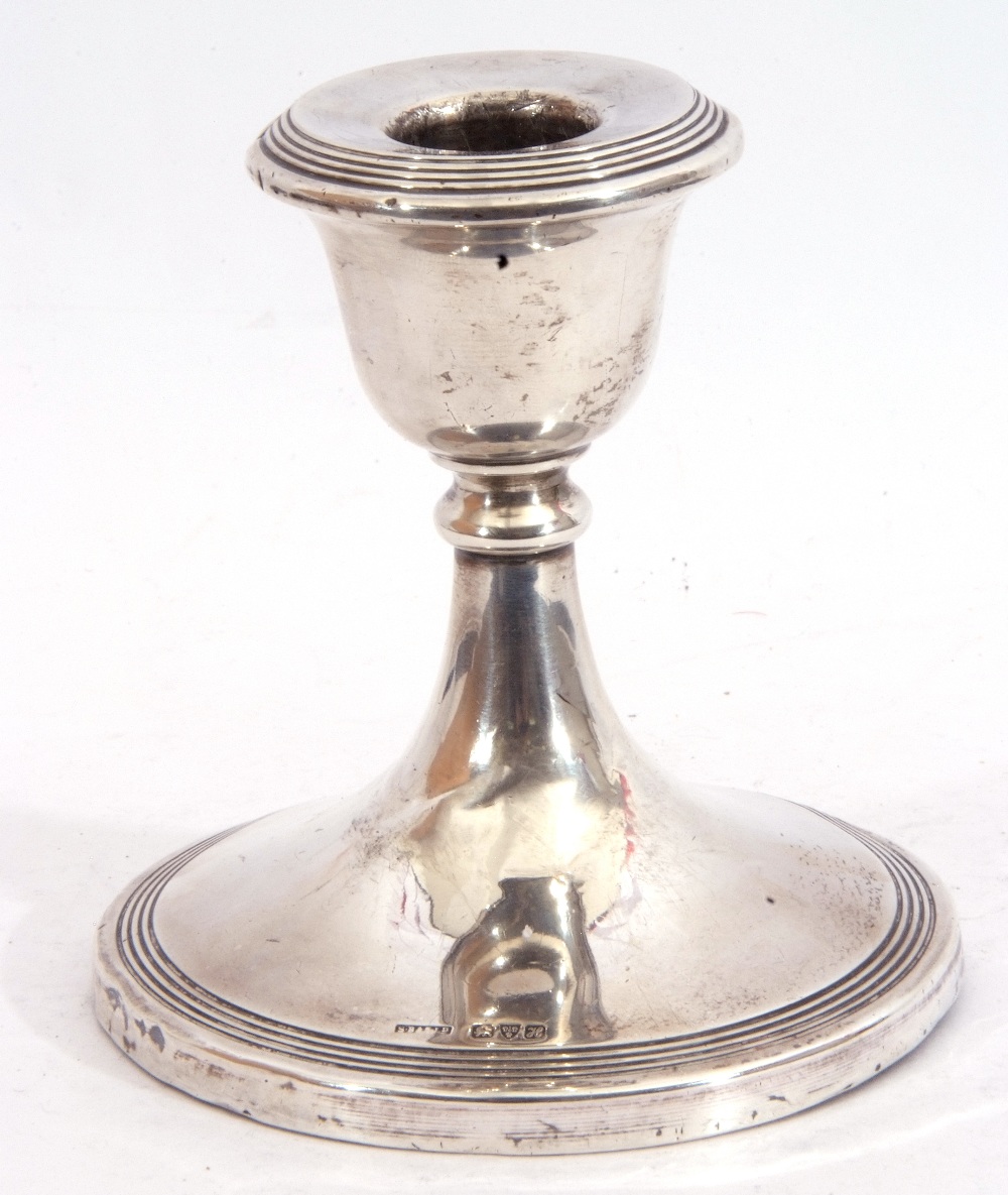 Edward VII dwarf candlestick, the circular body on a single knopped stem to a spreading base, - Image 2 of 3