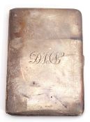 George V silver large cigarette case of rectangular form, engraved monogram to front, full length