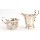 Mixed Lot: small Victorian cream jug, the body decorated with a foliate design with three vacant