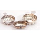 Mixed Lot: heavy French silver circular wine taster with gadrooned and punched decoration,