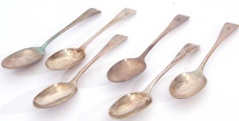 Set of six Old English dessert spoons engraved monogram ends, London 1898, maker's mark Edward