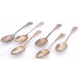 Set of six Old English dessert spoons engraved monogram ends, London 1898, maker's mark Edward